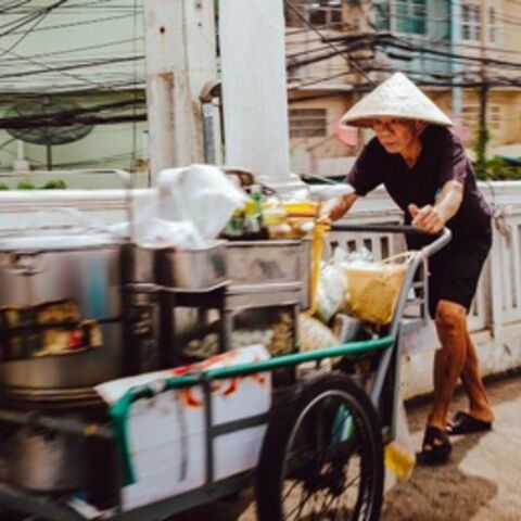 Street trader in Asia.