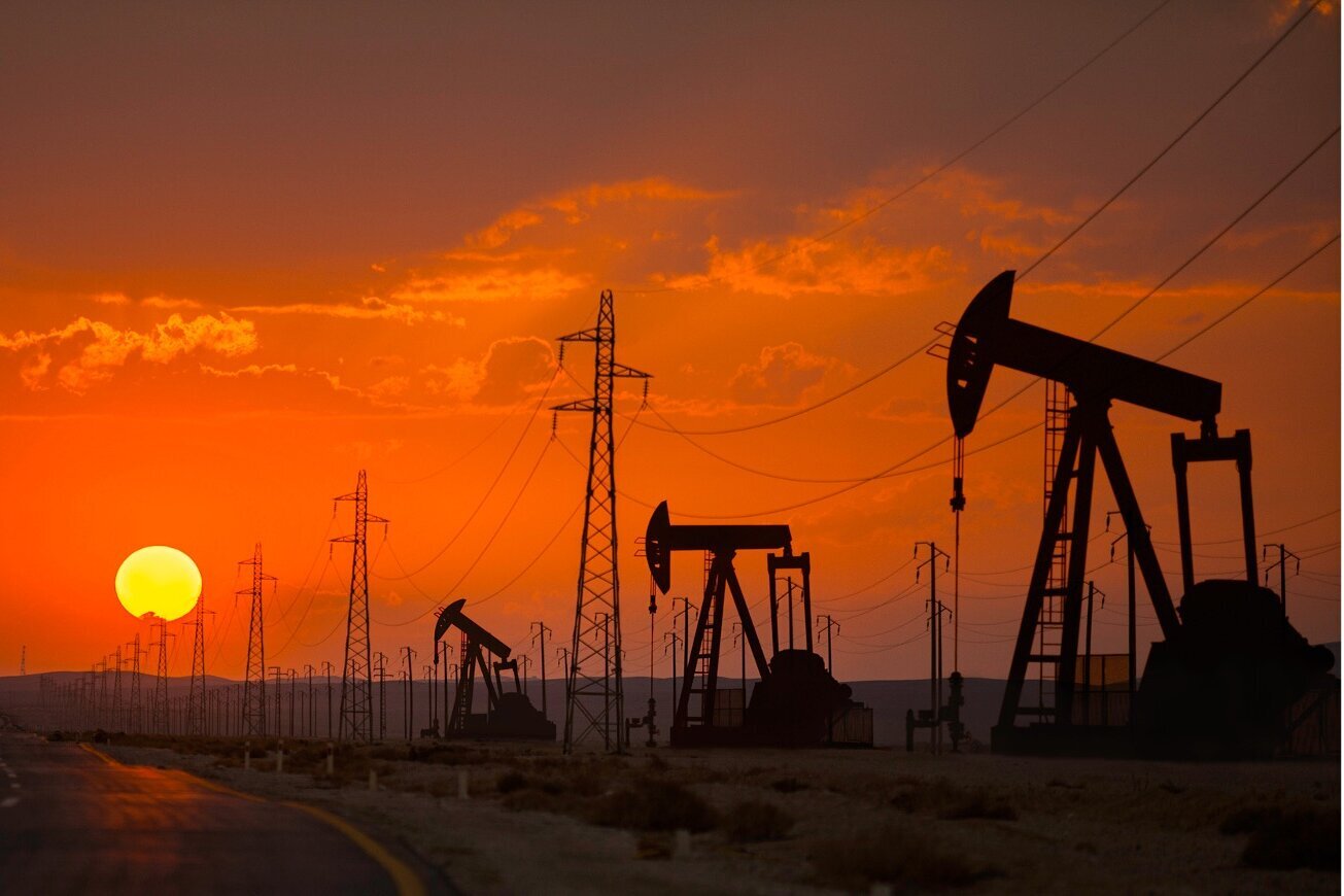 Syria: land-based Oil and Gas operation at sunset